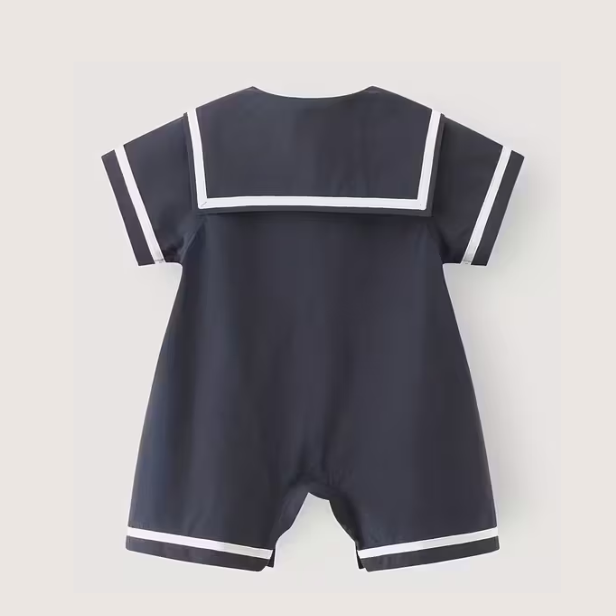 Sailor-Inspired Navy Cotton Romper – Timeless Summer Elegance
