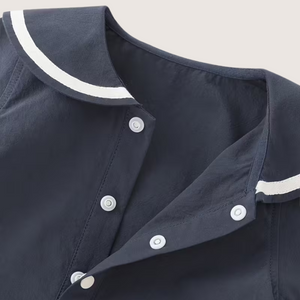 Sailor-Inspired Navy Cotton Romper – Timeless Summer Elegance