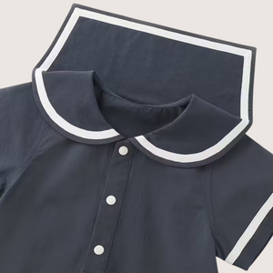 Sailor-Inspired Navy Cotton Romper – Timeless Summer Elegance
