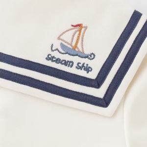 Elegant Baby Sailor Romper – Nautical Charm in White & Navy