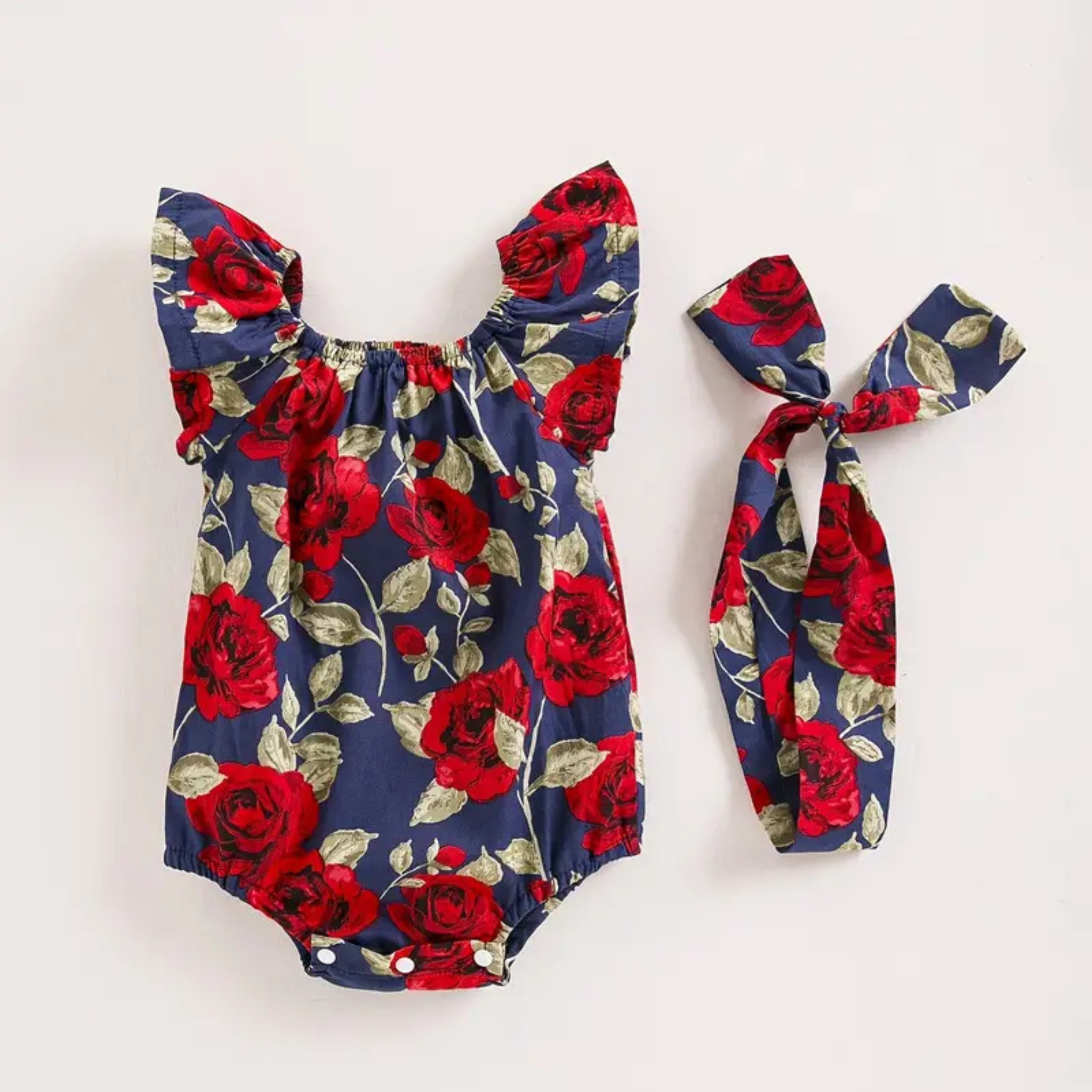 Newborn Cotton Floral Puff Sleeve Romper | Summer Baby Bodysuit
