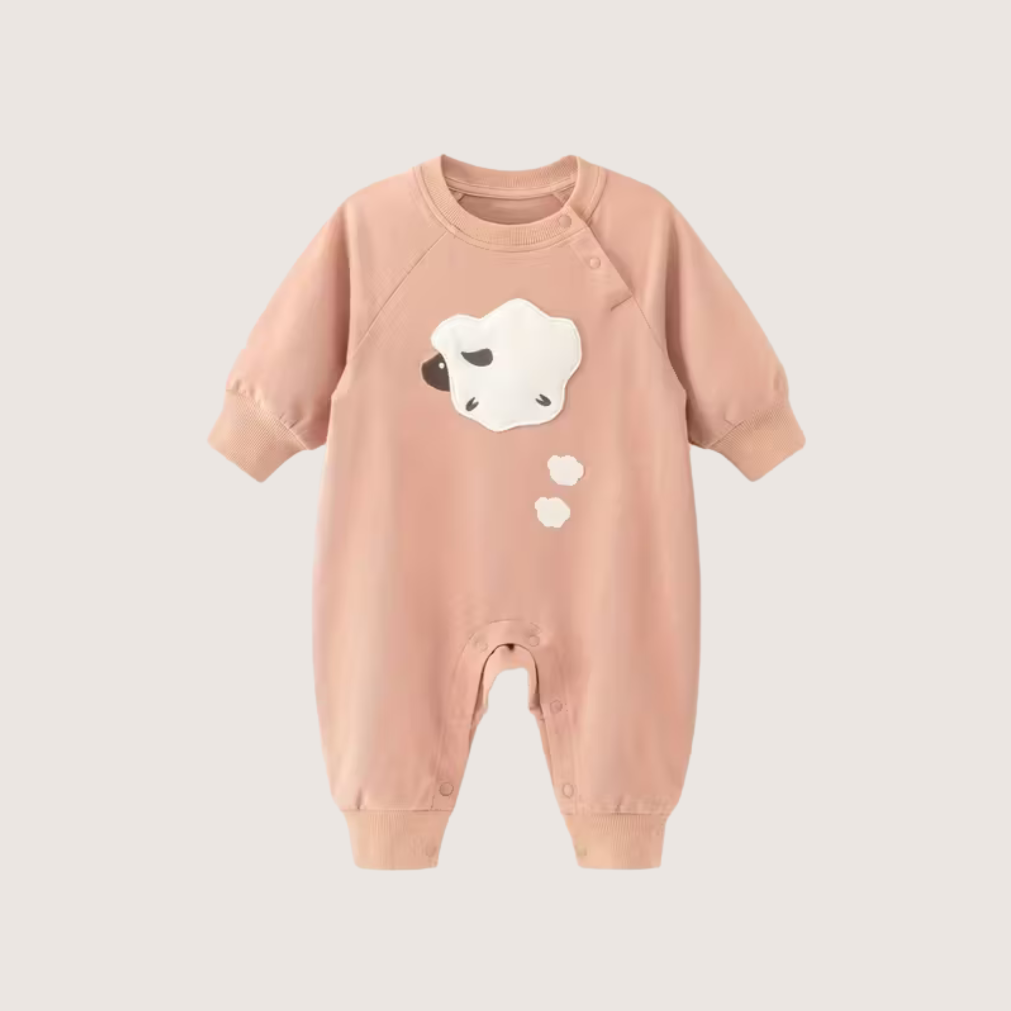 Baby and Toddler Fleece Romper – Soft Long-Sleeve Cow-Print Onesie, Warm Winter Outfit in Light Pink - Emilie Bramly