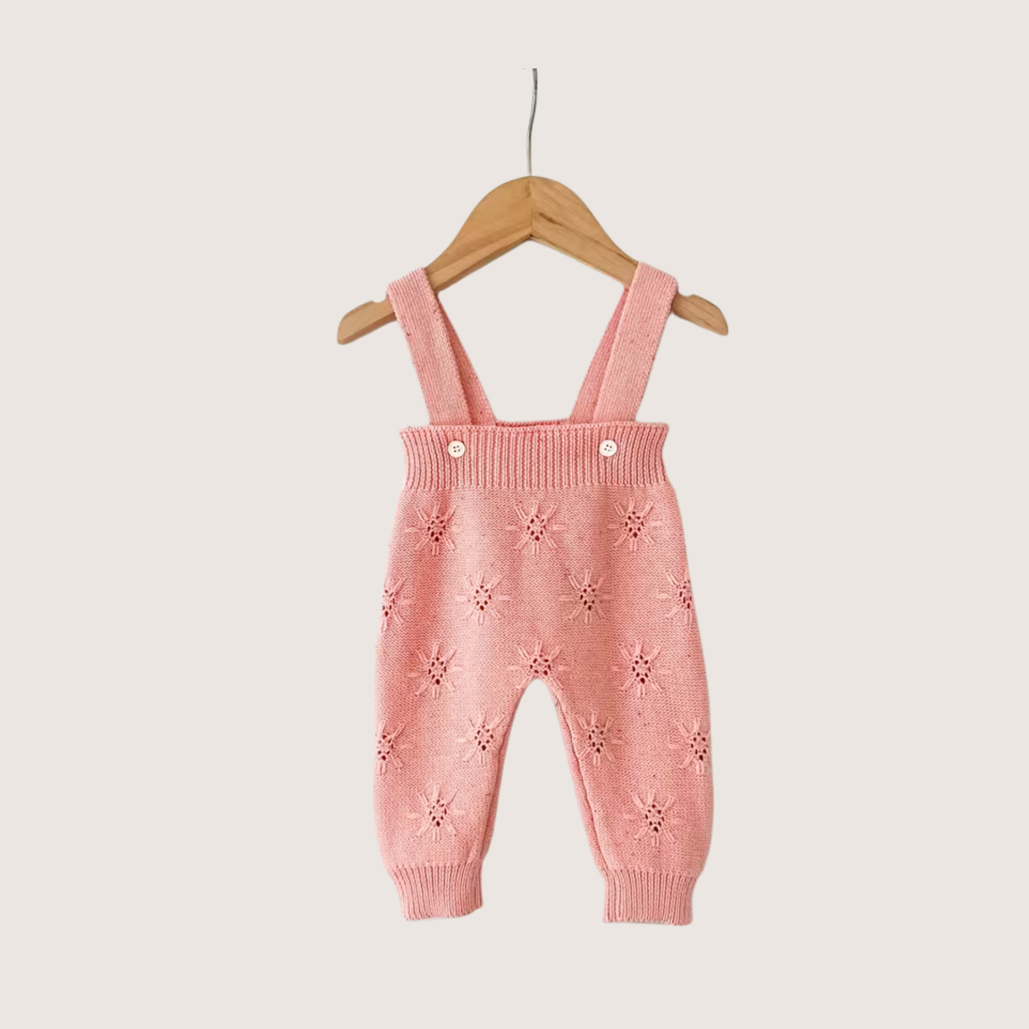 Two-Piece Baby Girl Knit Set – Soft 100% Cotton Sweater & Suspender Pants