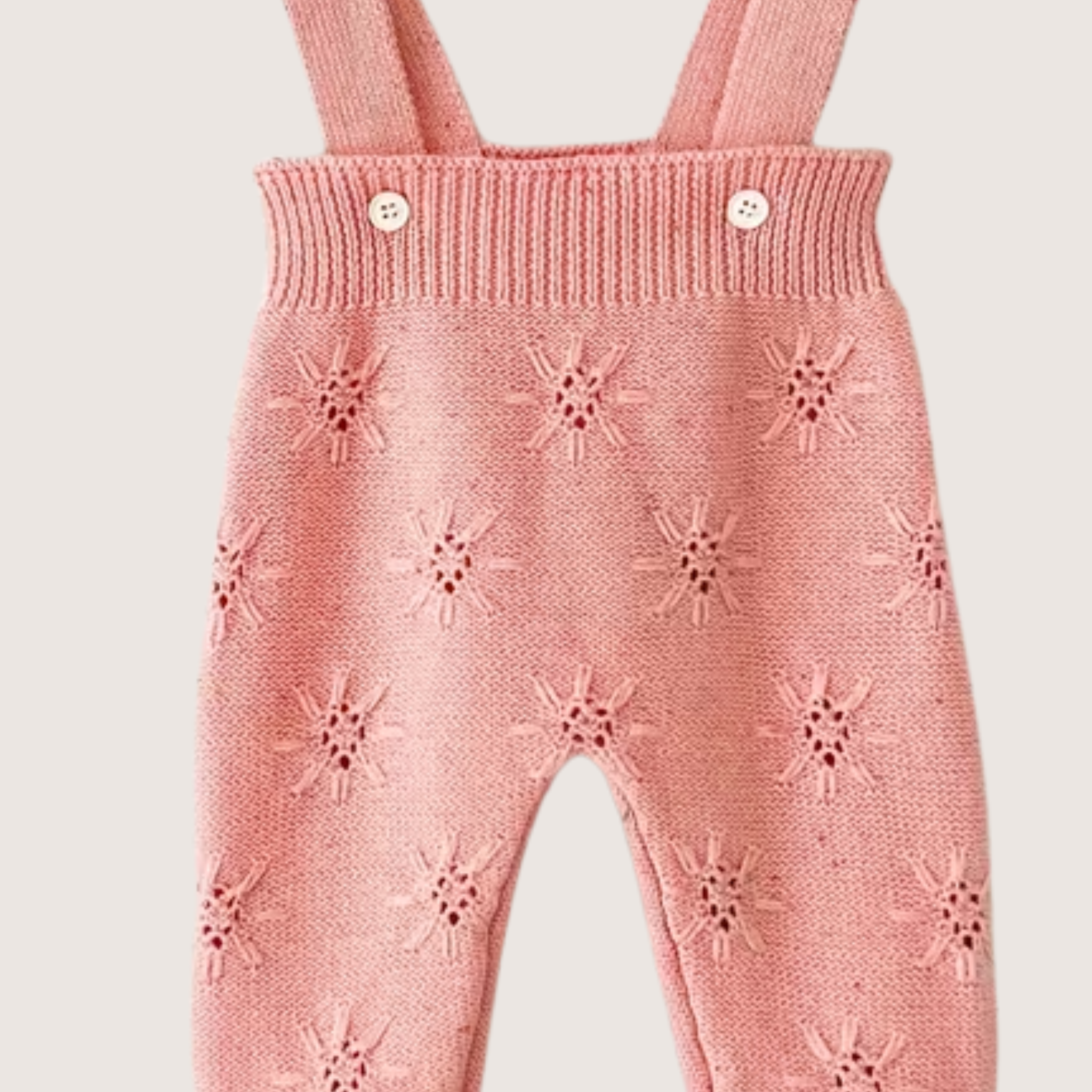 Two-Piece Baby Girl Knit Set – Soft 100% Cotton Sweater & Suspender Pants