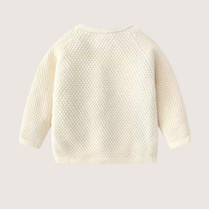 Baby Knitted Two-Piece Set – Cream Cotton Sweater & Pants