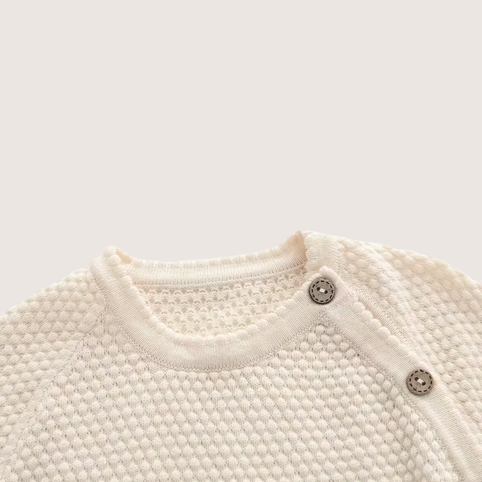 Baby Knitted Two-Piece Set – Cream Cotton Sweater & Pants