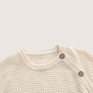Baby Knitted Two-Piece Set – Cream Cotton Sweater & Pants