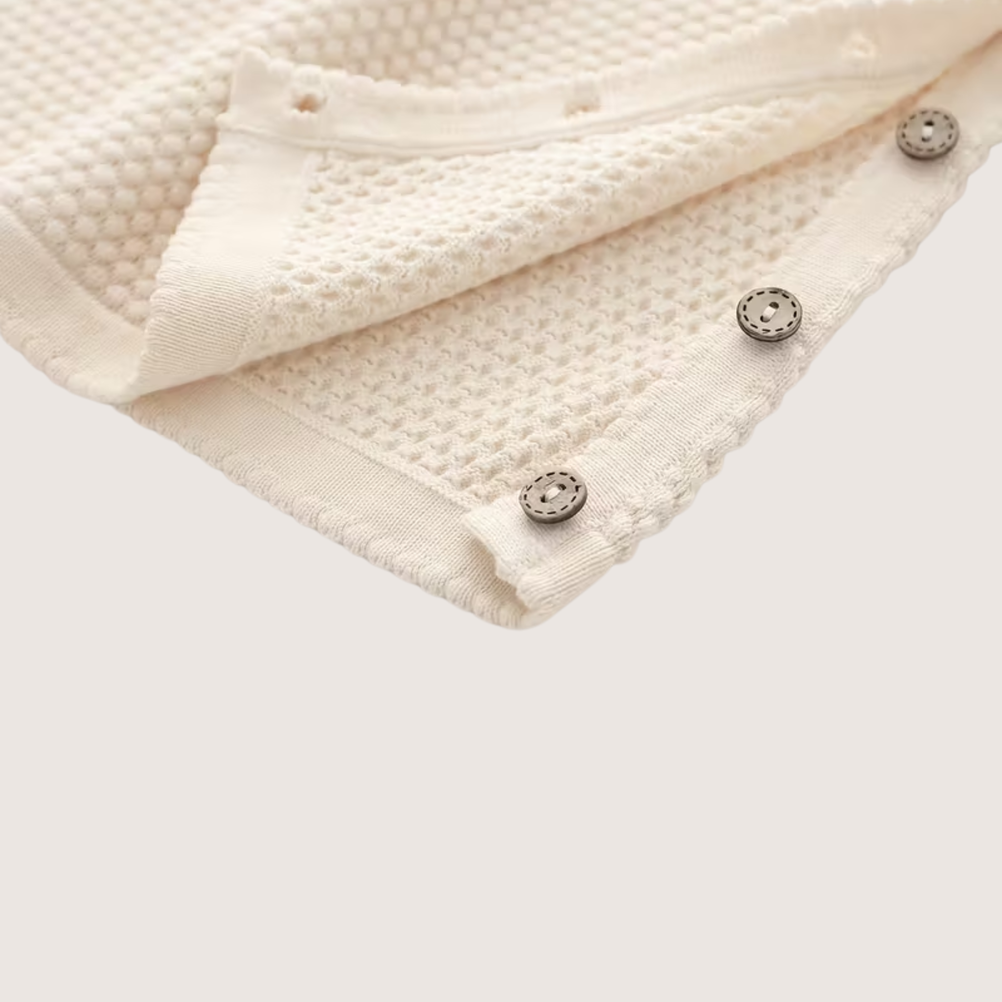 Baby Knitted Two-Piece Set – Cream Cotton Sweater & Pants