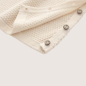 Baby Knitted Two-Piece Set – Cream Cotton Sweater & Pants