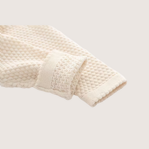 Baby Knitted Two-Piece Set – Cream Cotton Sweater & Pants