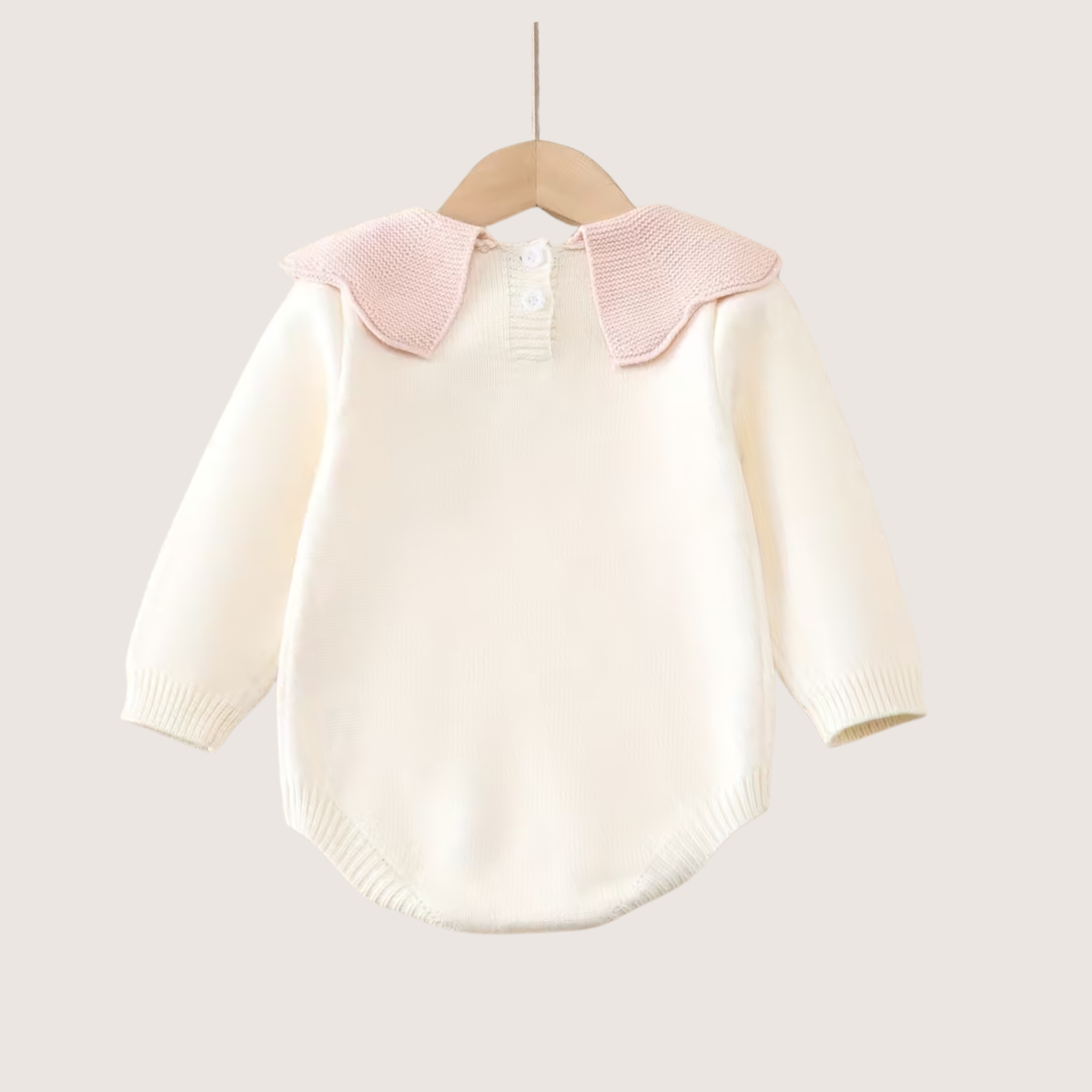 Baby Girl’s French Ruffle Knit Romper – Pink & Cream