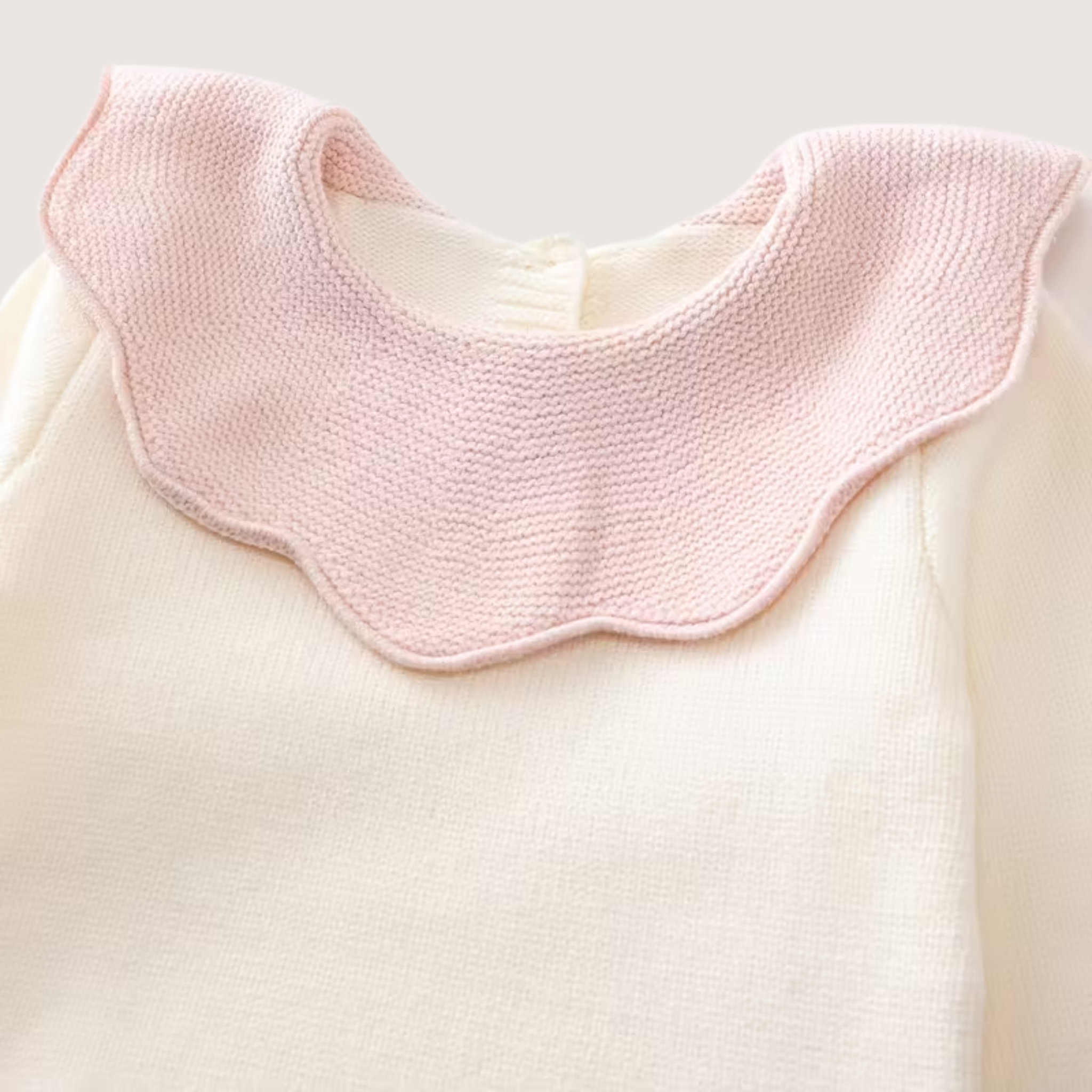 Baby Girl’s French Ruffle Knit Romper – Pink & Cream