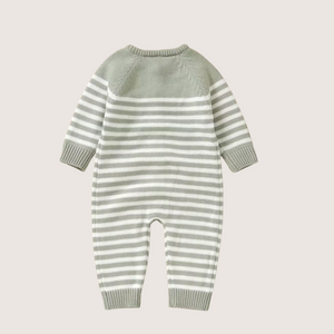 Striped Knit Romper with Contrast Pockets, Soft Winter Essential