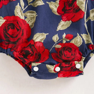 Newborn Cotton Floral Puff Sleeve Romper | Summer Baby Bodysuit