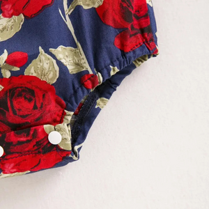 Newborn Cotton Floral Puff Sleeve Romper | Summer Baby Bodysuit