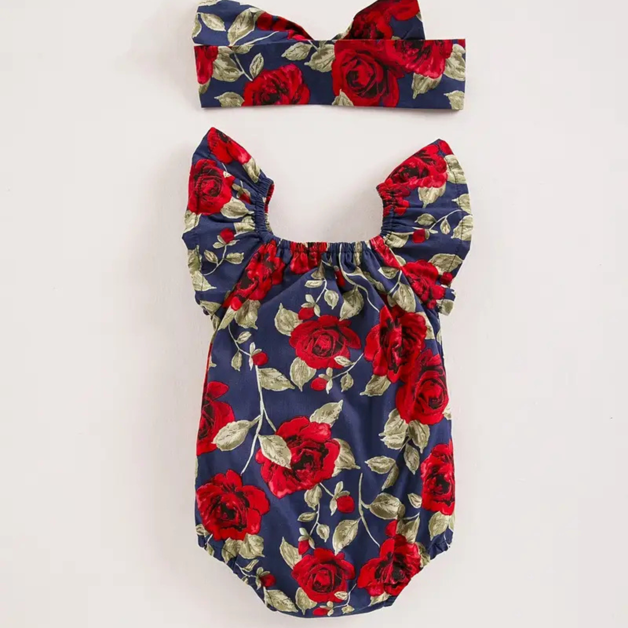 Newborn Cotton Floral Puff Sleeve Romper | Summer Baby Bodysuit