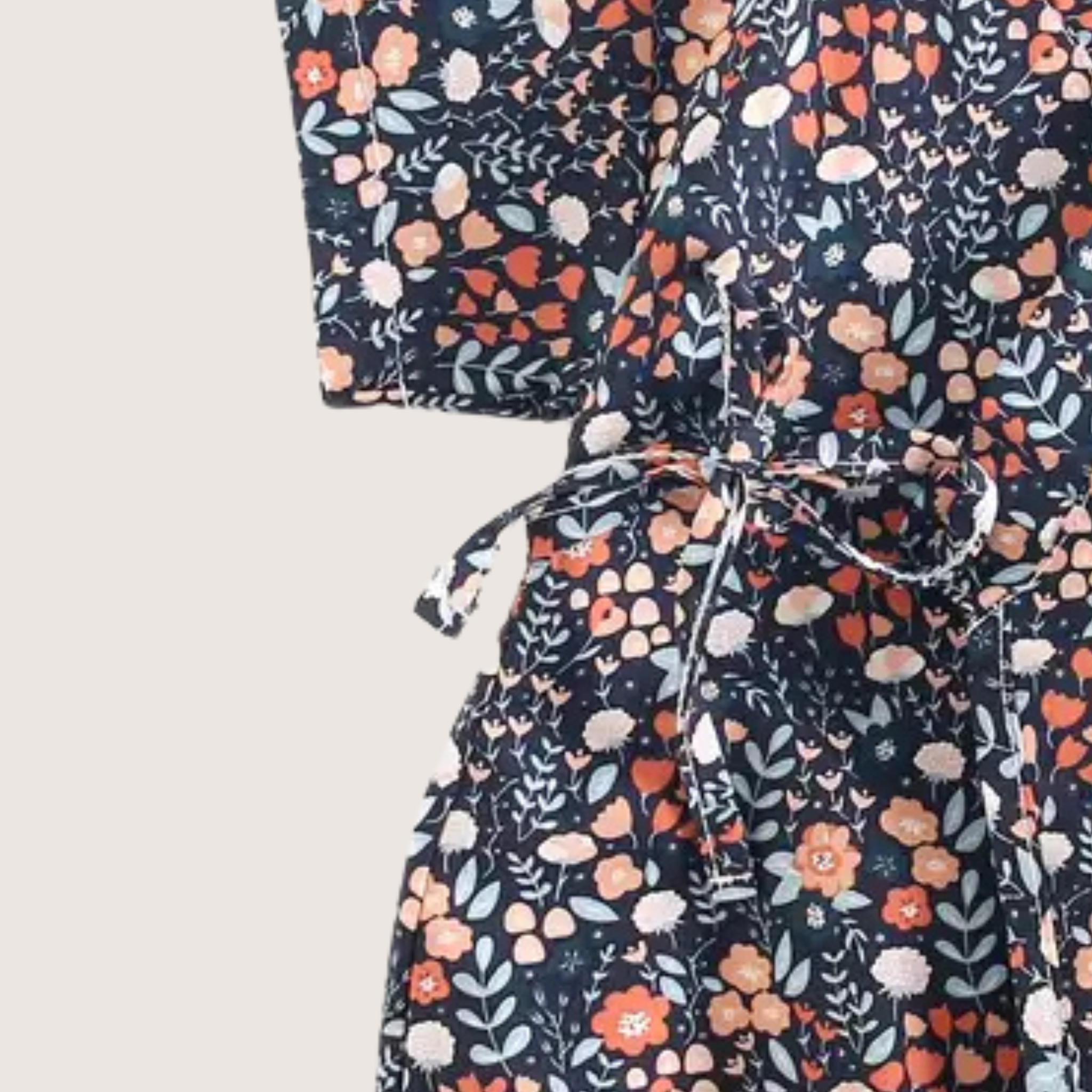 Baby Girl's Floral Romper – Orange & Blue Print
