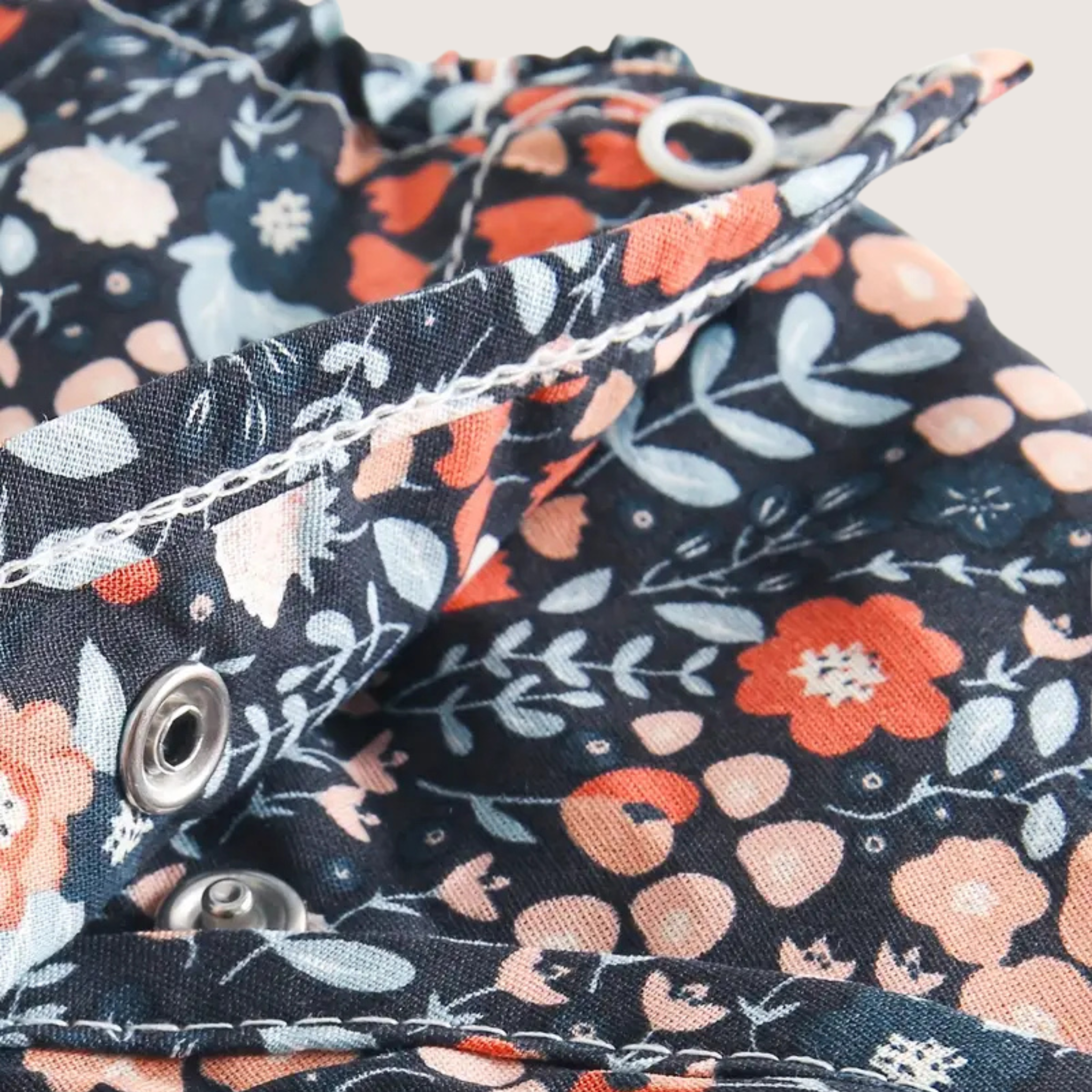 Baby Girl's Floral Romper – Orange & Blue Print