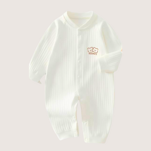 Baby Onesies Set of 2 – White & Pink Cotton One-Piece with Happy Bear Pattern