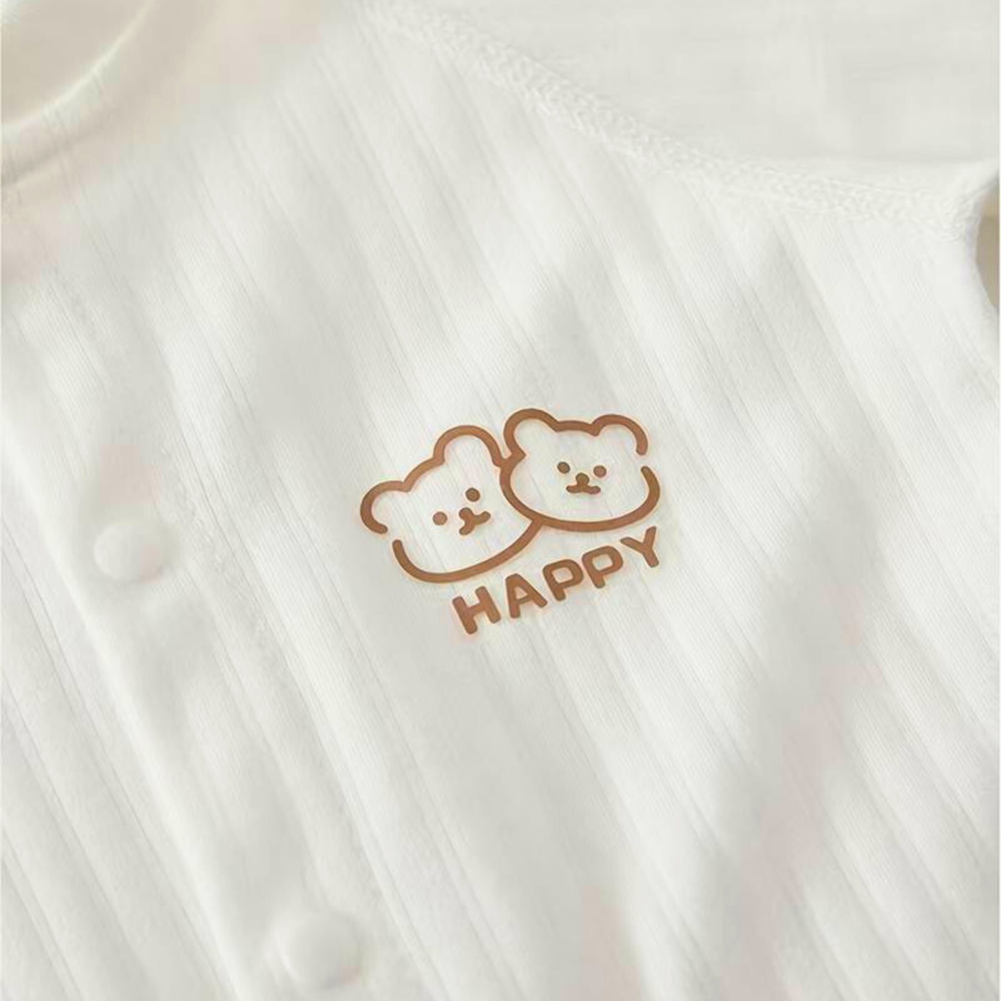 Baby Onesies Set of 2 – White & Pink Cotton One-Piece with Happy Bear Pattern