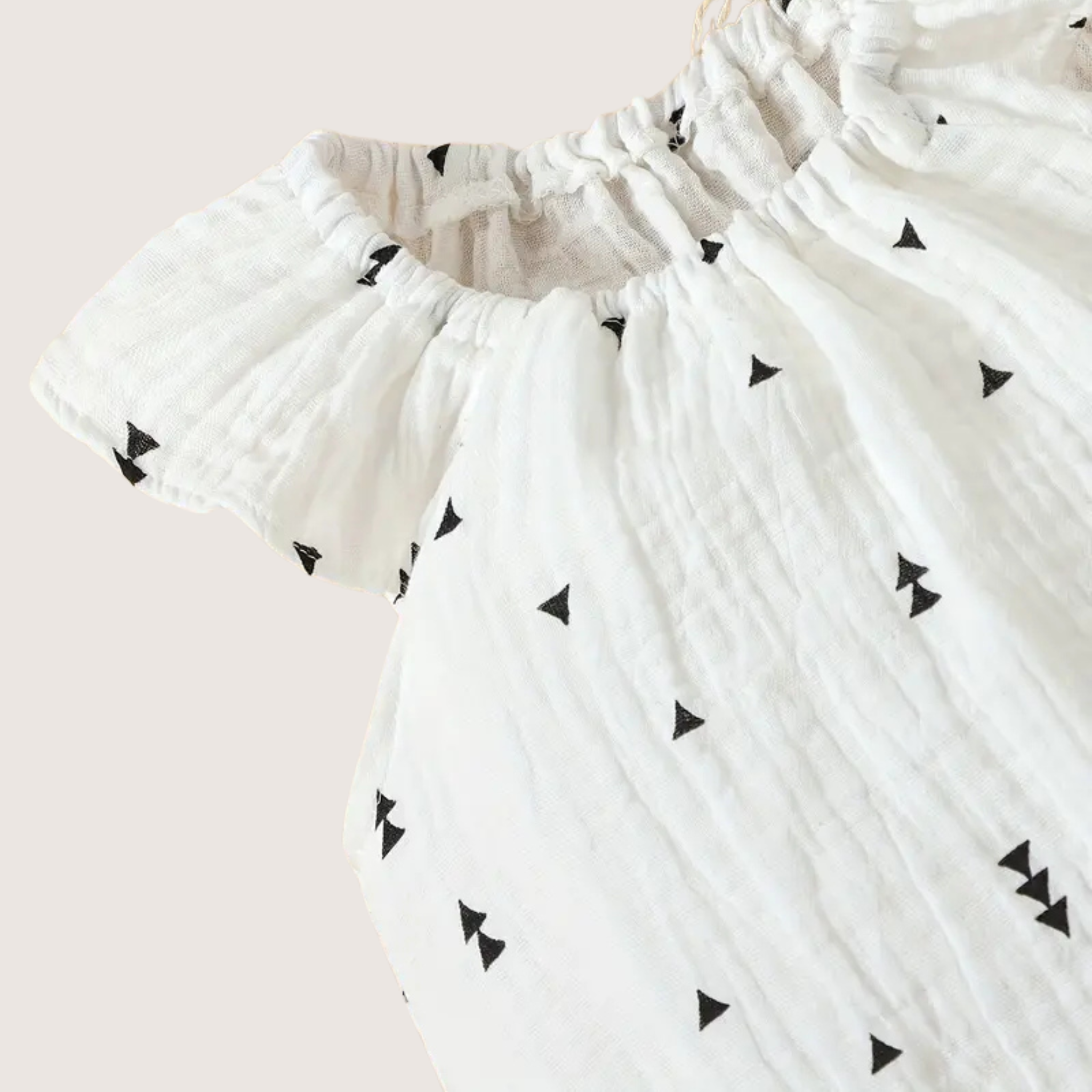 Pack of 2 Baby Girl Summer Rompers – Cherry & Triangle Print