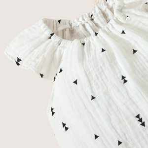 Pack of 2 Baby Girl Summer Rompers – Cherry & Triangle Print