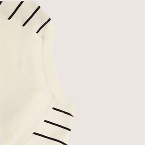 Marine style black striped sleeve of newborn romper