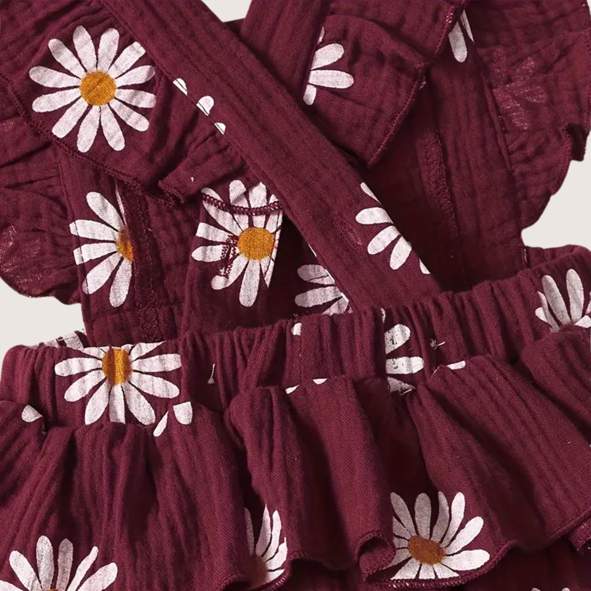 Brown Bark Daisy Romper with Headscarf