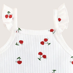 Sweet & Stylish: 2-Piece Girls' Cherry Print Halter Top & Shorts Set
