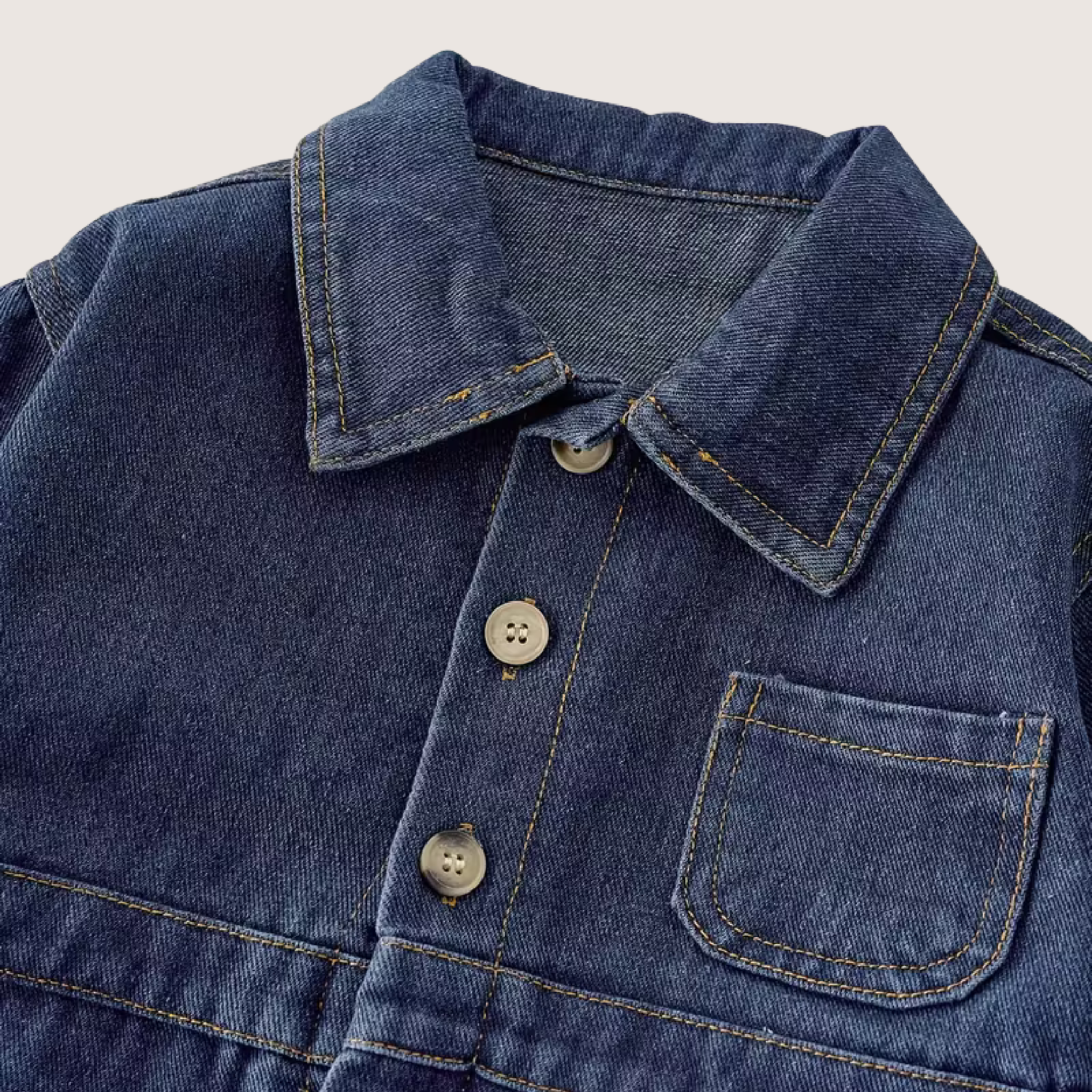 Autumn-Winter Unisex Denim Bodysuit – Long Sleeve, Solid Color, Turn-Down Collar