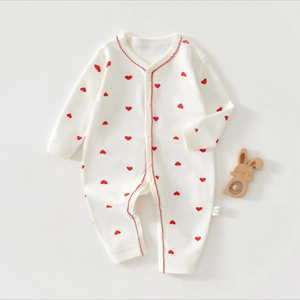 Newborn long-sleeve outfit with heart print, perfect baby gift
