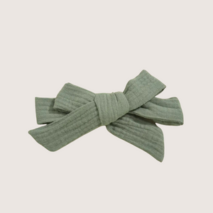 Matching olive green bow headband for baby girl romper