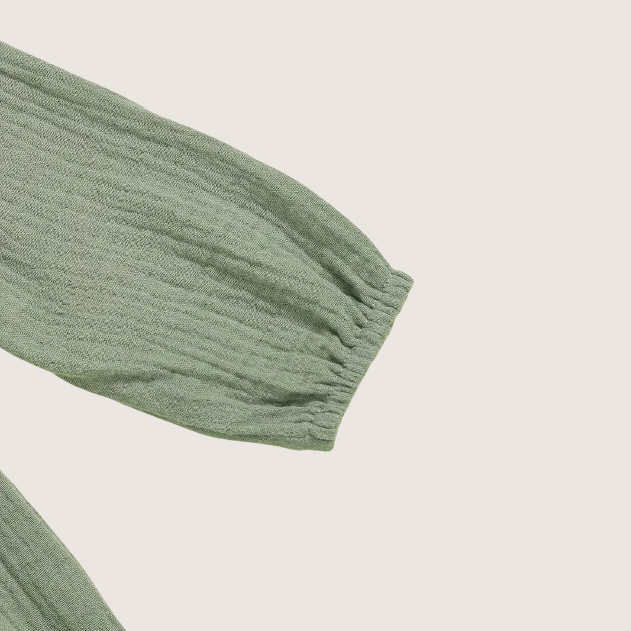 Long sleeve design of olive green cotton baby romper