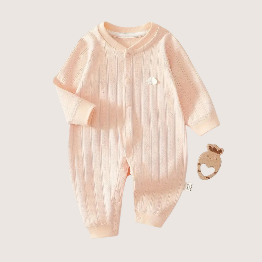 Peach Baby Onesie with Angel Wings – Newborn Clothes for All Seasons