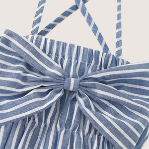 Baby Girl Striped Romper with Bow & Matching Headband – Summer Outfit for Infants & Toddlers
