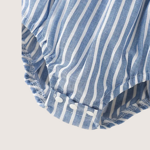 Baby Girl Striped Romper with Bow & Matching Headband – Summer Outfit for Infants & Toddlers